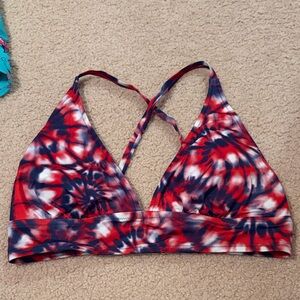 MeUndies Red and Blue Tie-Dye Bikini Top